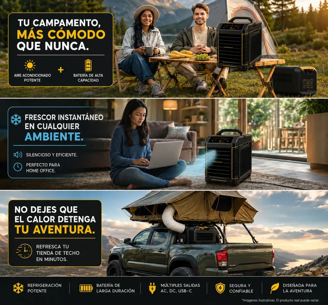 Aire acondicionado portátil en uso